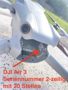 DJI AIR 3 Seriennummer Drohne
