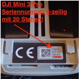 DJI Mini 3 Pro 4-zeilige Seriennummer mit 20 Stellen im Batteriefach!