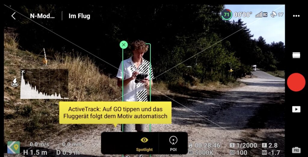 DJI Neo mit Active Track: KI gestützte Motivverfolgung zur Erstellung von Selfies bzw. Dronies